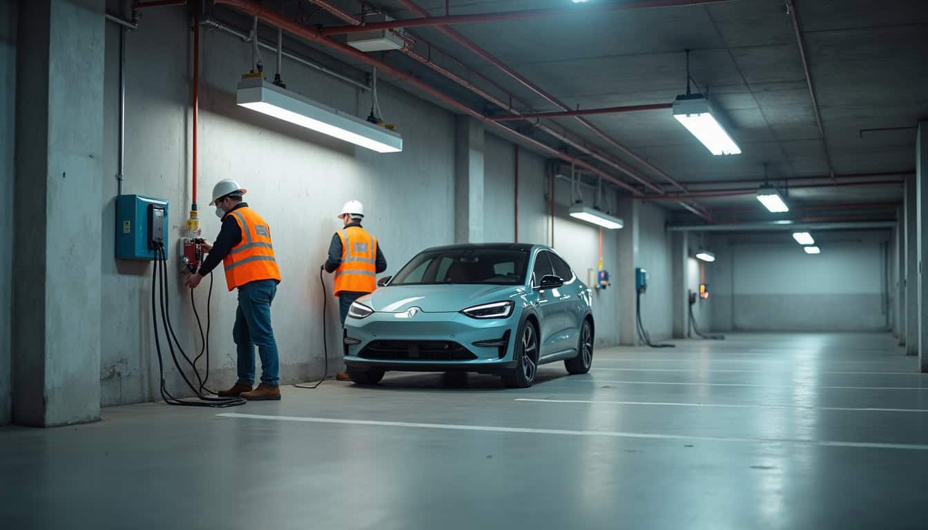 Installation d'une borne de recharge dans un parking de copropriété à Bœrsch