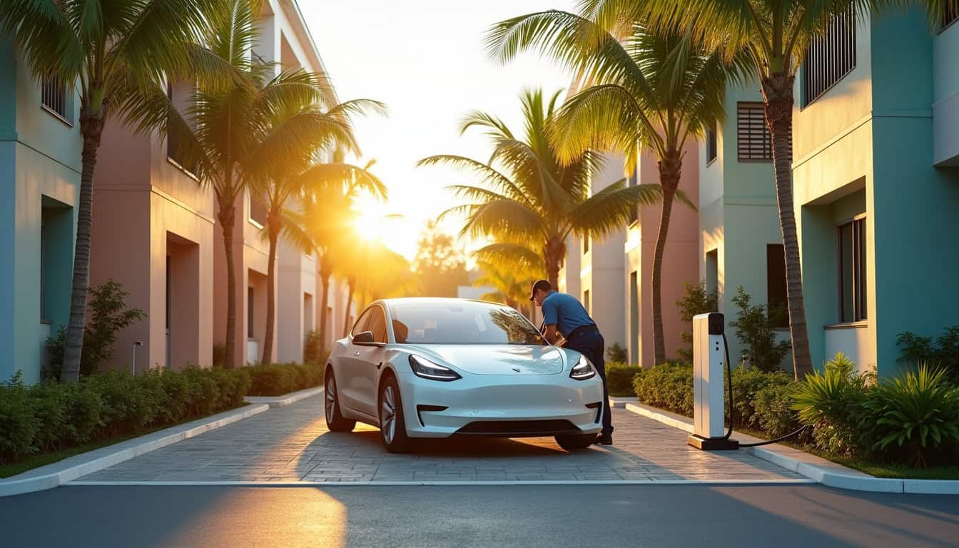 Installation d'une borne de recharge dans un parking de copropriété à Pointe-à-Pitre