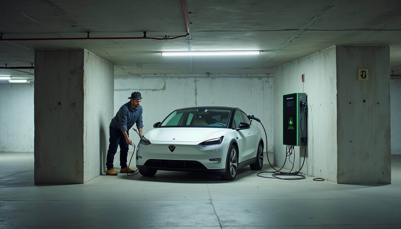 Installation d'une borne de recharge dans un parking de copropriété à Saint-Hilaire-des-Landes