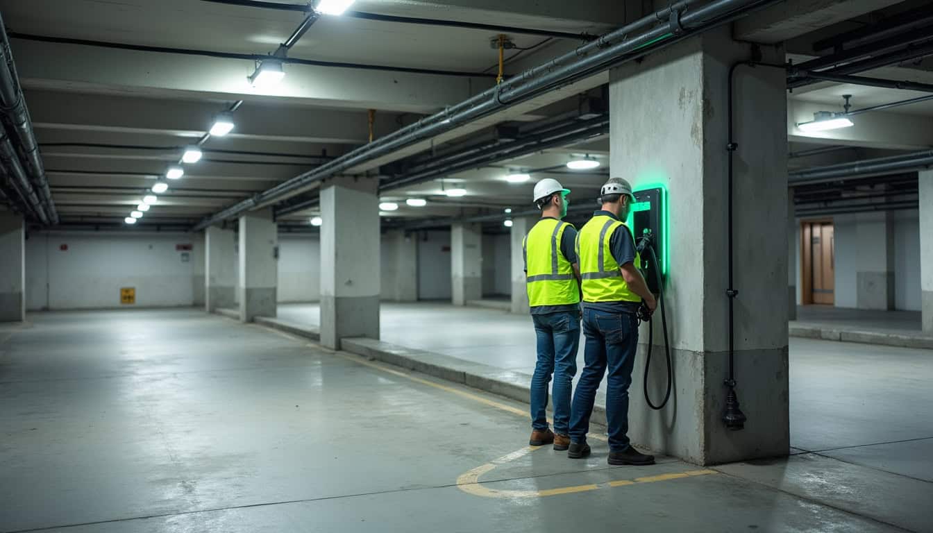 Installation d'une borne de recharge dans un parking de copropriété à Saint-Sernin-du-Bois