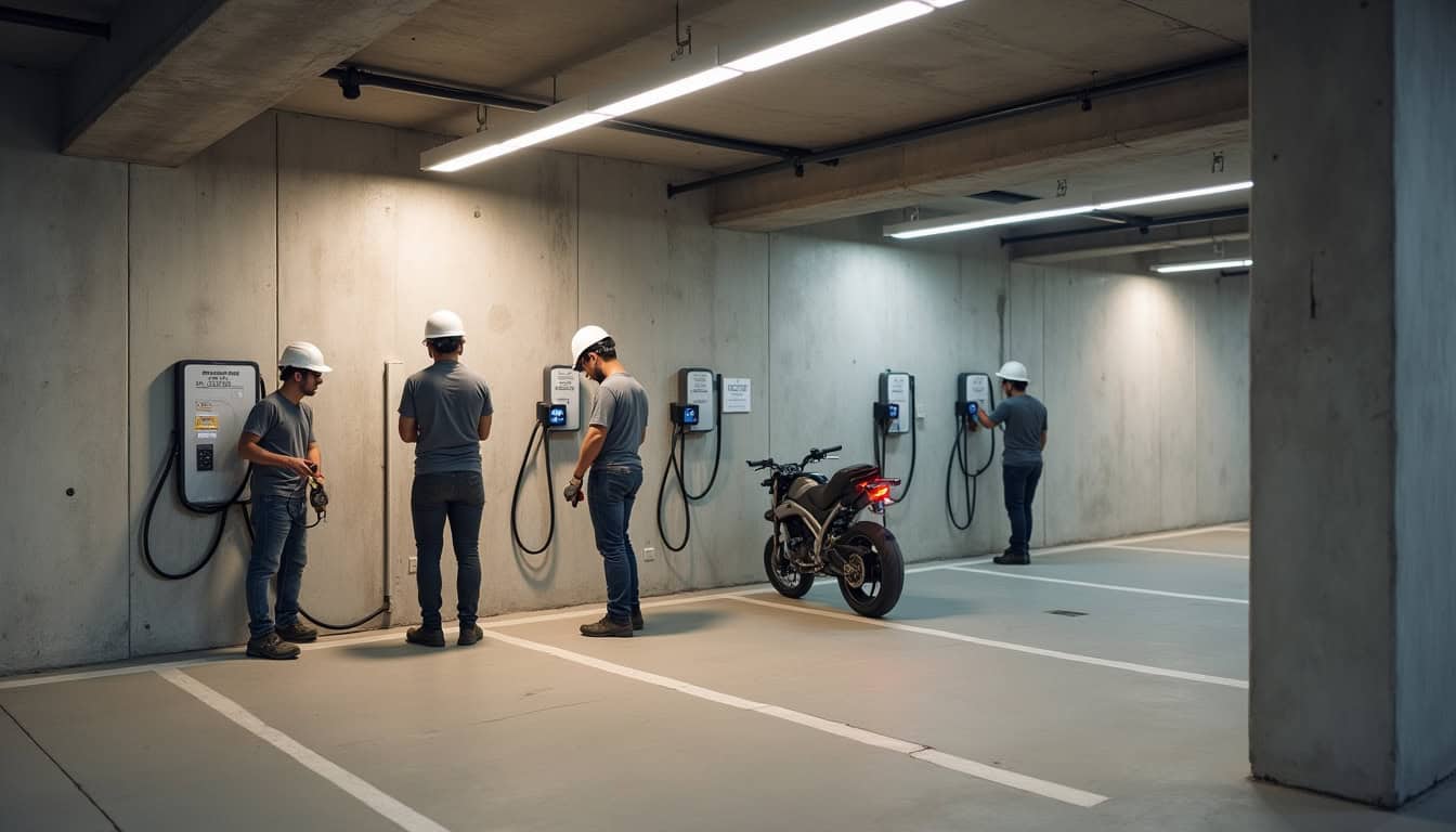 Installation d'une borne de recharge dans un parking d'une copropriété à Darney