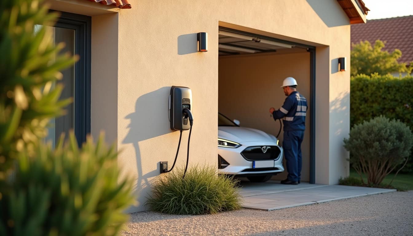 Installation d’une borne de recharge électrique à l’extérieur d’un domicile à Elne