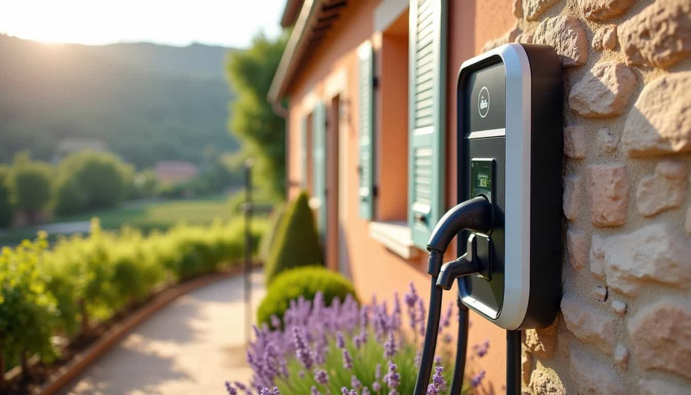 Installation d'une borne de recharge électrique à l'extérieur d'une maison à Alignan-du-Vent