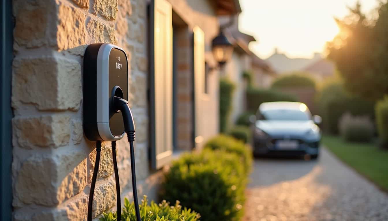 Installation d'une borne de recharge électrique à l'extérieur d'une maison à Arcey