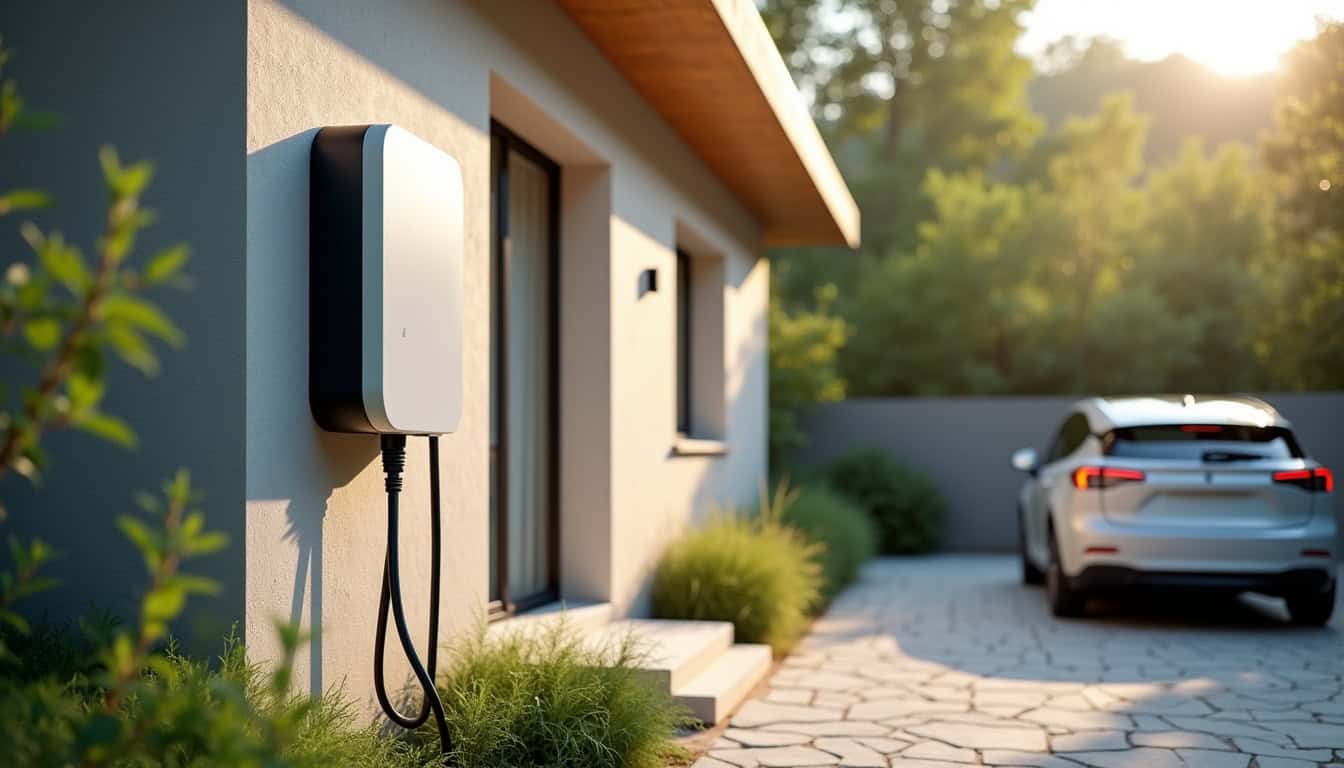 Installation d'une borne de recharge électrique à l'extérieur d'une maison à Boucau
