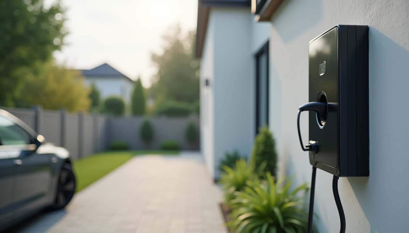 Installation d'une borne de recharge électrique à l'extérieur d'une maison à Fegersheim
