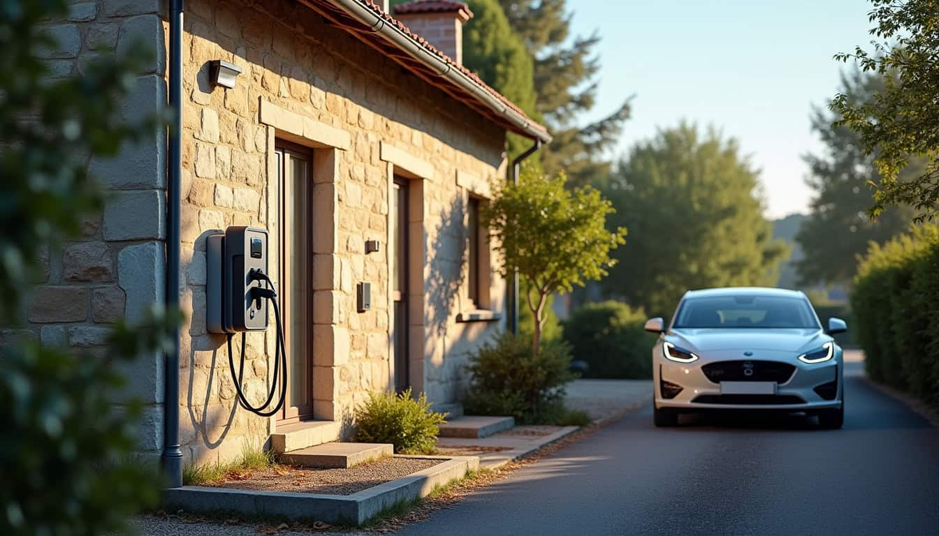 Installation d'une borne de recharge électrique à l'extérieur d'une maison à Hauteville-sur-Fier