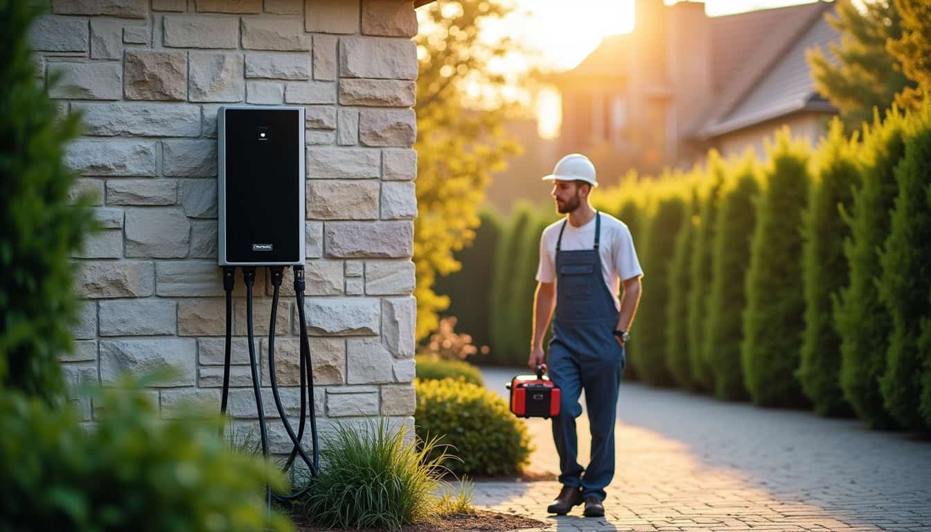 Installation d'une borne de recharge électrique à l'extérieur d'une maison à Hombourg-Haut