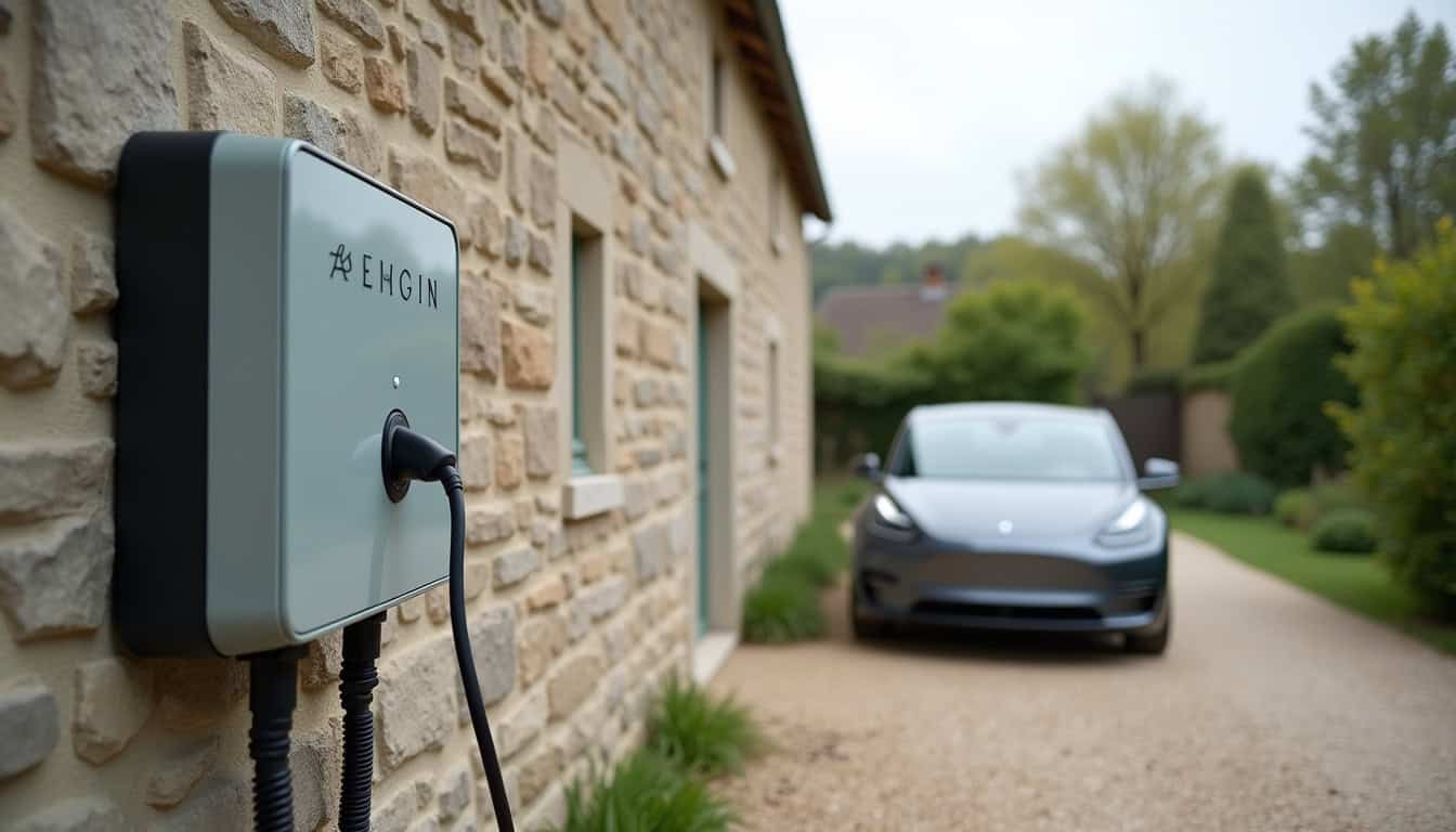 Installation d'une borne de recharge électrique à l'extérieur d'une maison à La Chaize-le-Vicomte