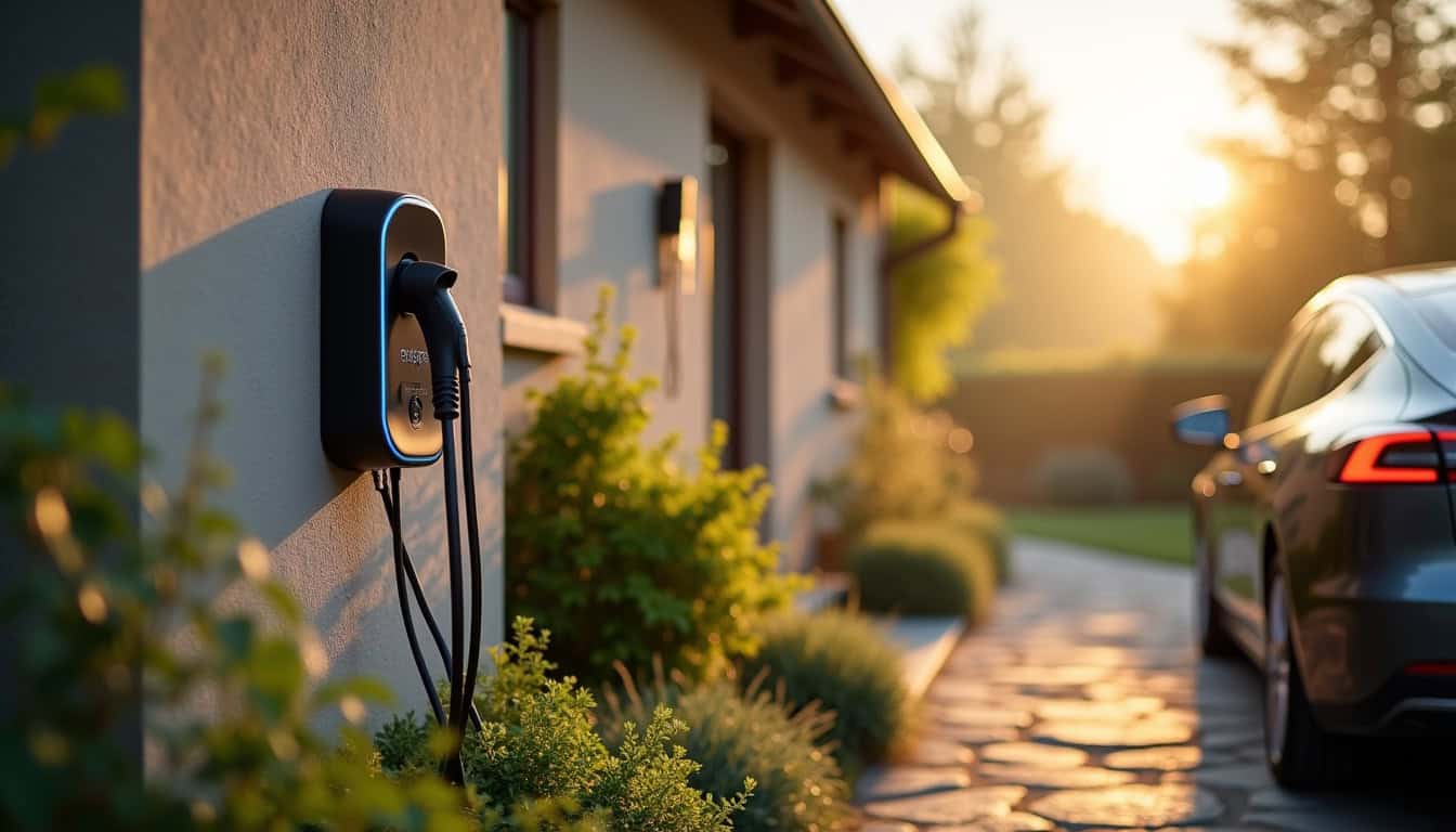 Installation d'une borne de recharge électrique à l'extérieur d'une maison à La Merlatière