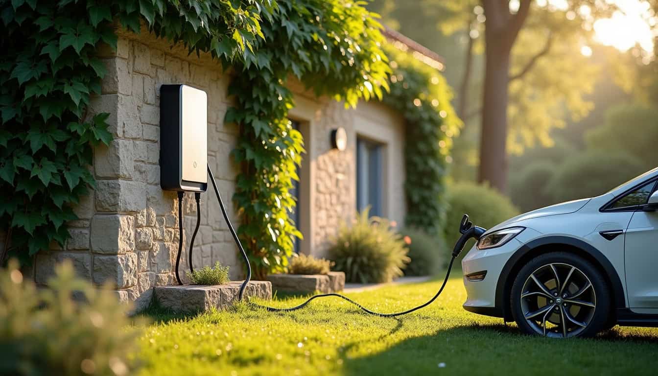 Installation d'une borne de recharge électrique à l'extérieur d'une maison à Milly-la-Forêt