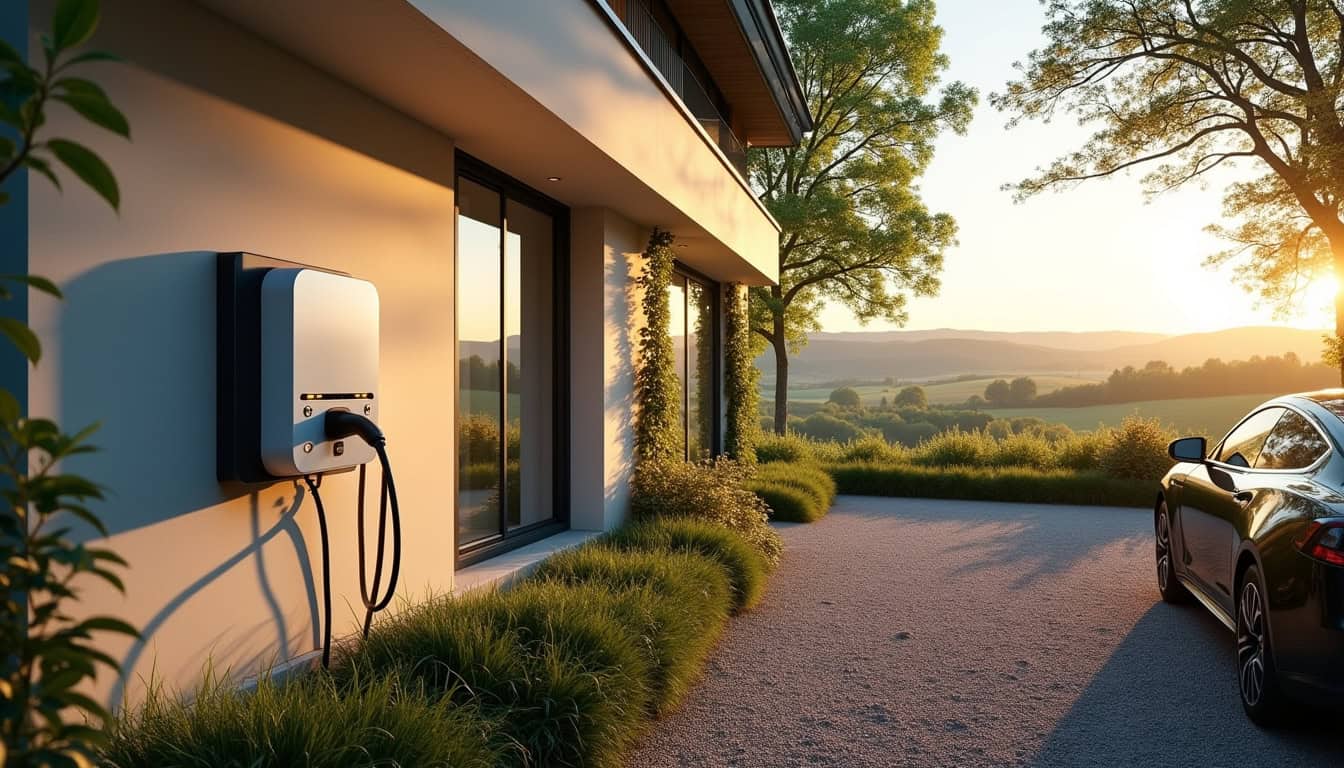 Installation d'une borne de recharge électrique à l'extérieur d'une maison à Rémelfing