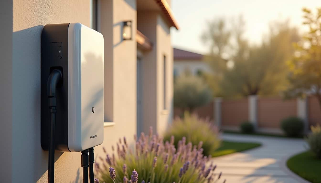 Installation d'une borne de recharge électrique à l'extérieur d'une maison à Saint-Mamert-du-Gard