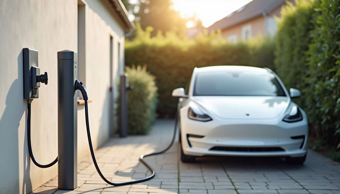 Installation d'une borne de recharge électrique à Mazerolles: vue avant et après pose