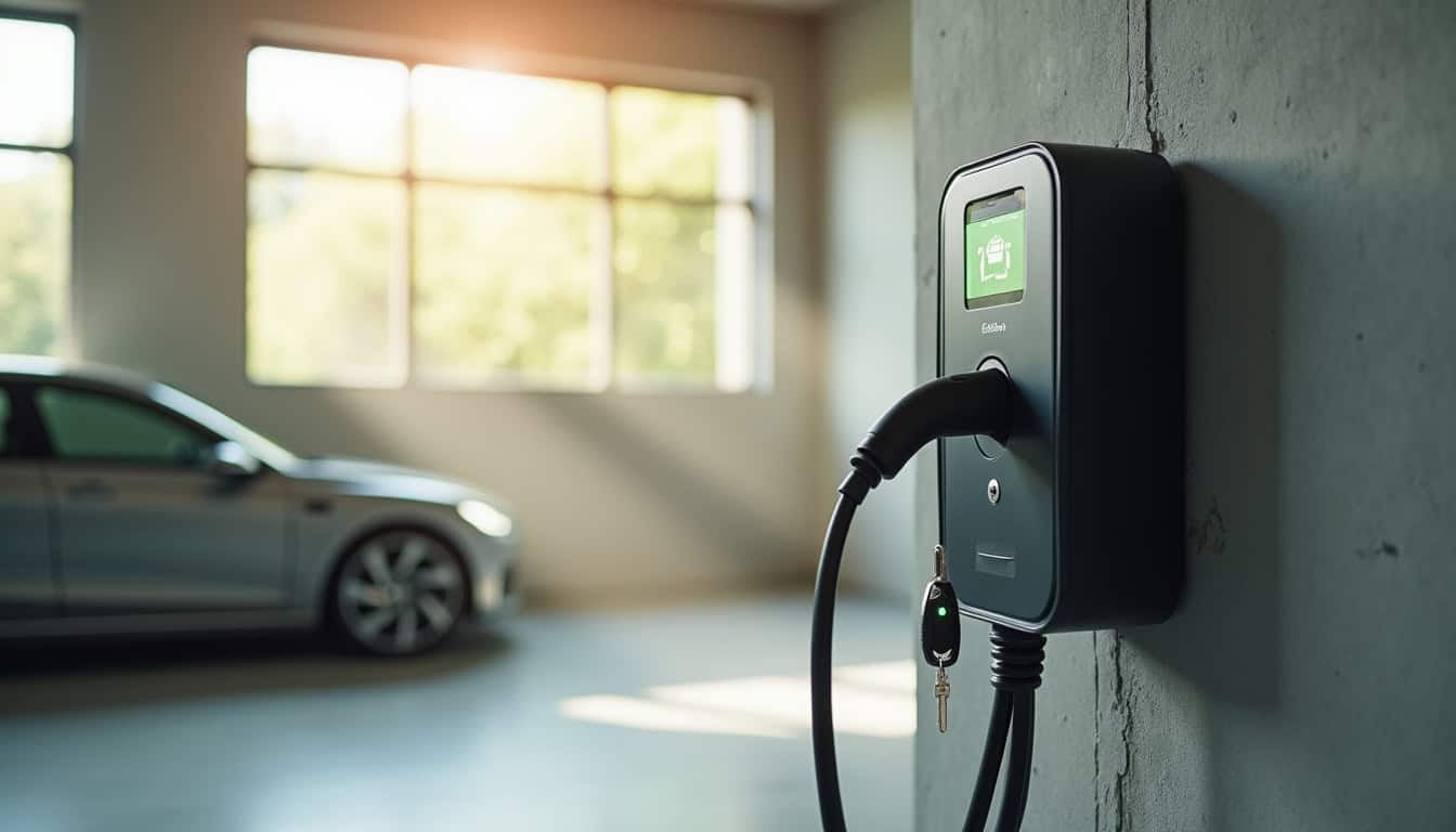 Installation d'une borne de recharge électrique dans un garage à Saint-Julien-les-Rosiers