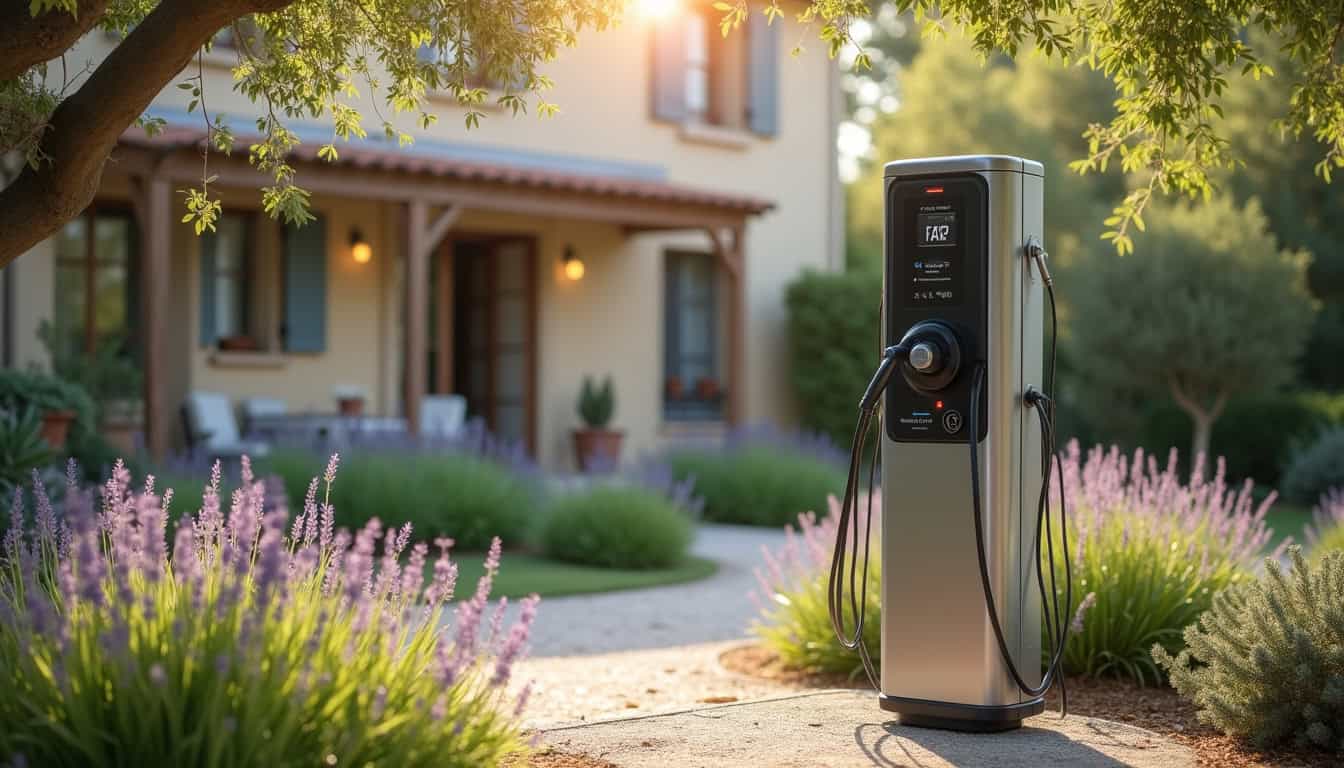 Installation d'une borne de recharge électrique dans un jardin à Lançon-Provence