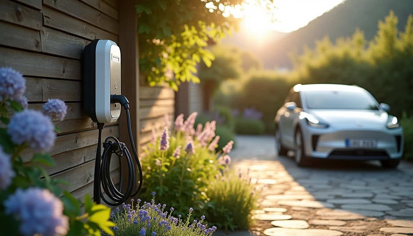 Installation d'une borne de recharge électrique dans un jardin à Saint-Joseph-de-Rivière