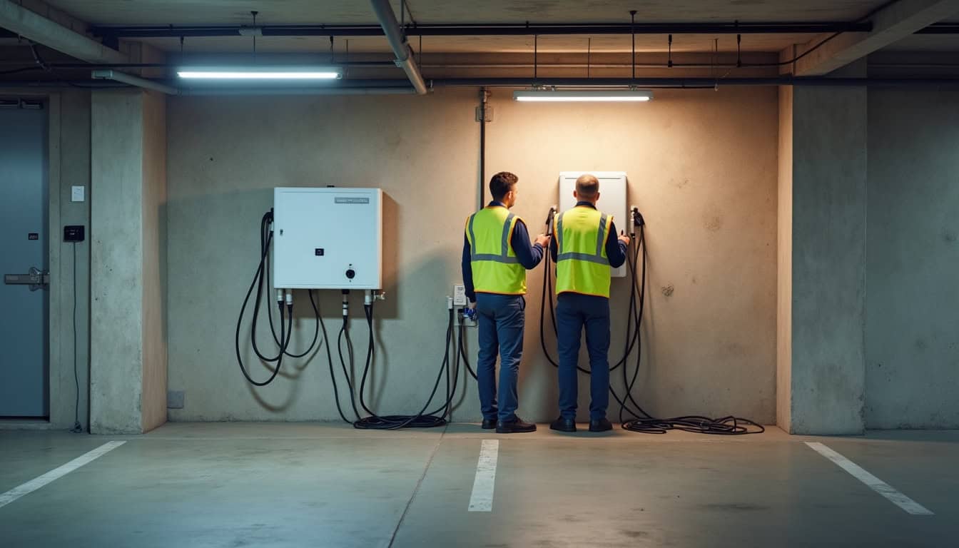 Installation d'une borne de recharge électrique dans un parking de copropriété à Panazol