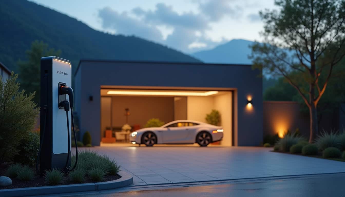 Installation d'une borne de recharge électrique devant un garage à Revin