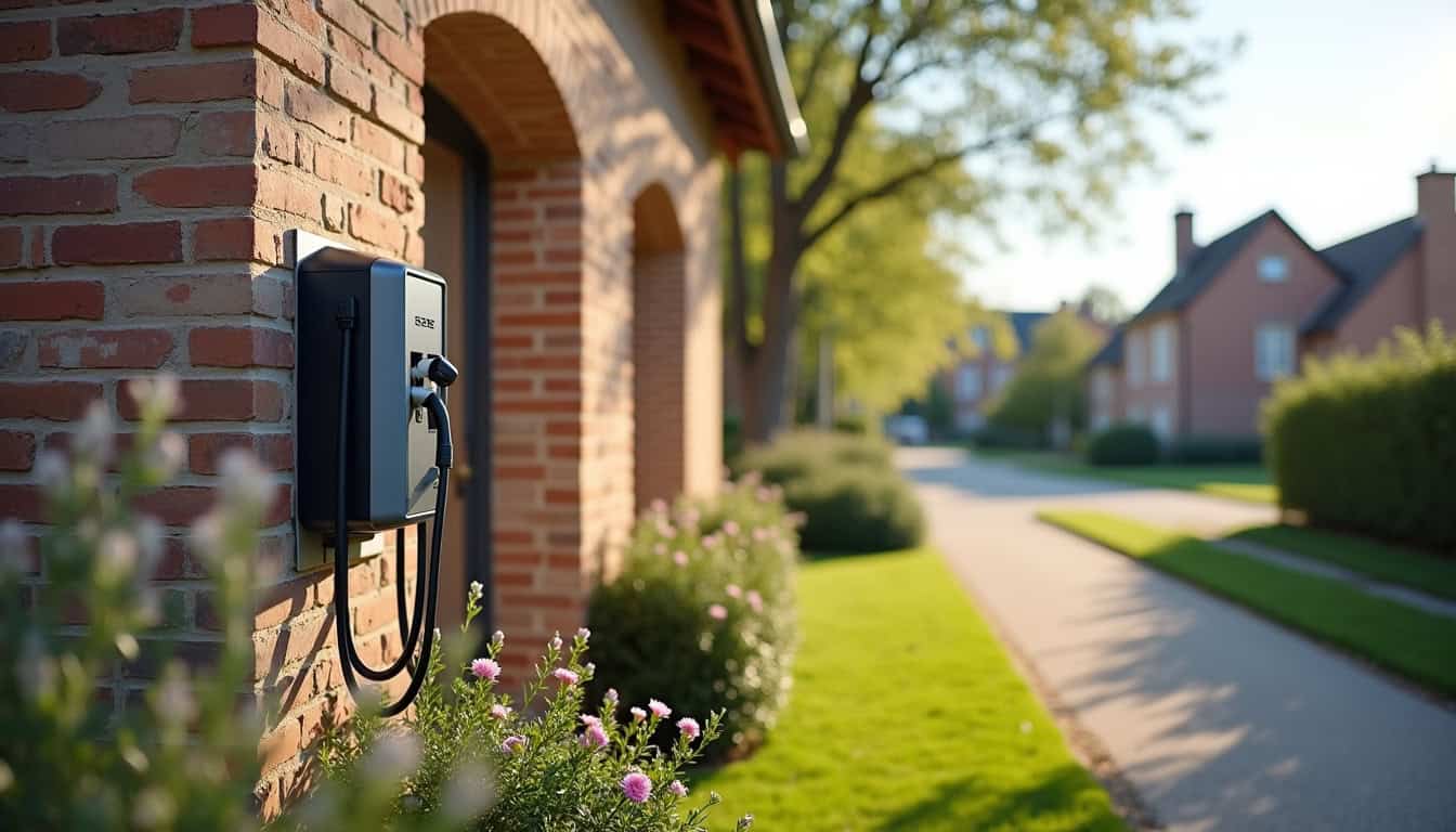 Installation d'une borne de recharge électrique devant un pavillon à Étainhus