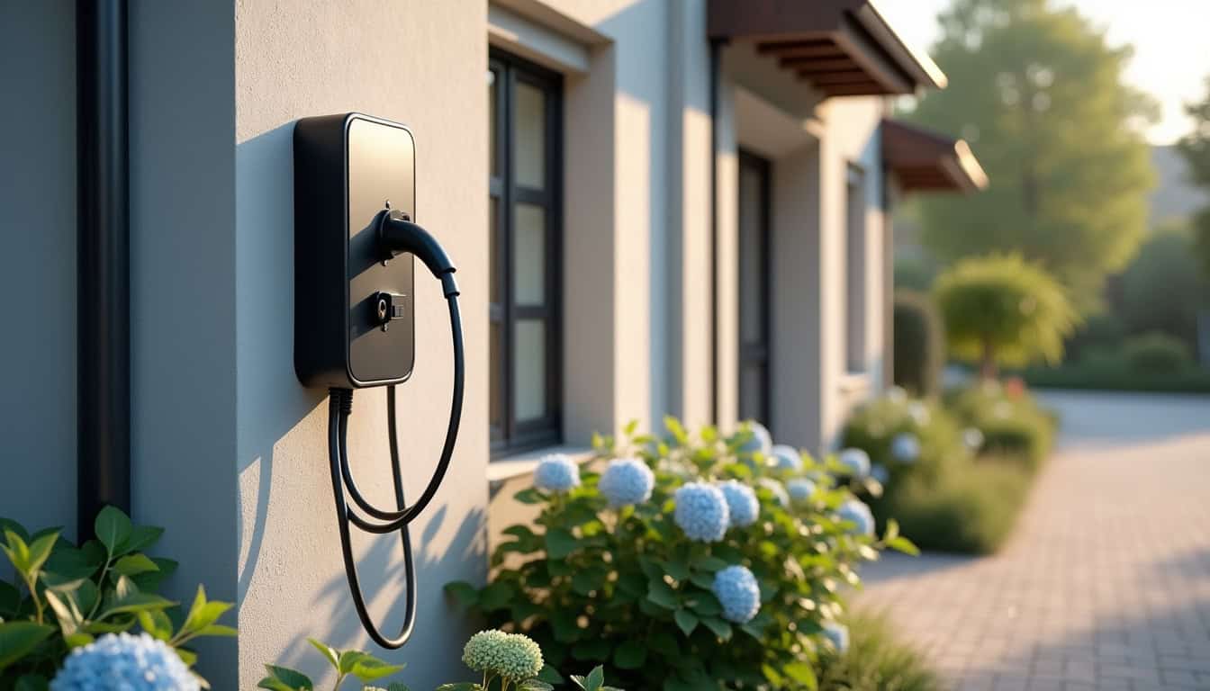 Installation d'une borne de recharge électrique devant une maison à Hégenheim