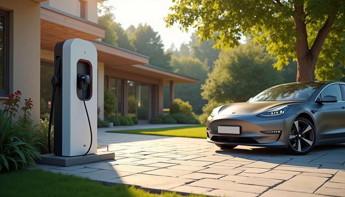 Installation d'une borne de recharge électrique devant une maison à Les Martres-de-Veyre