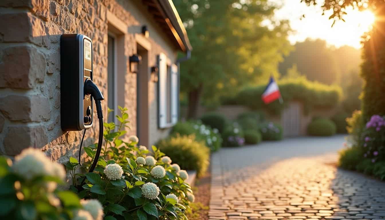Installation d'une borne de recharge électrique devant une maison à Saint-Marc-le-Blanc