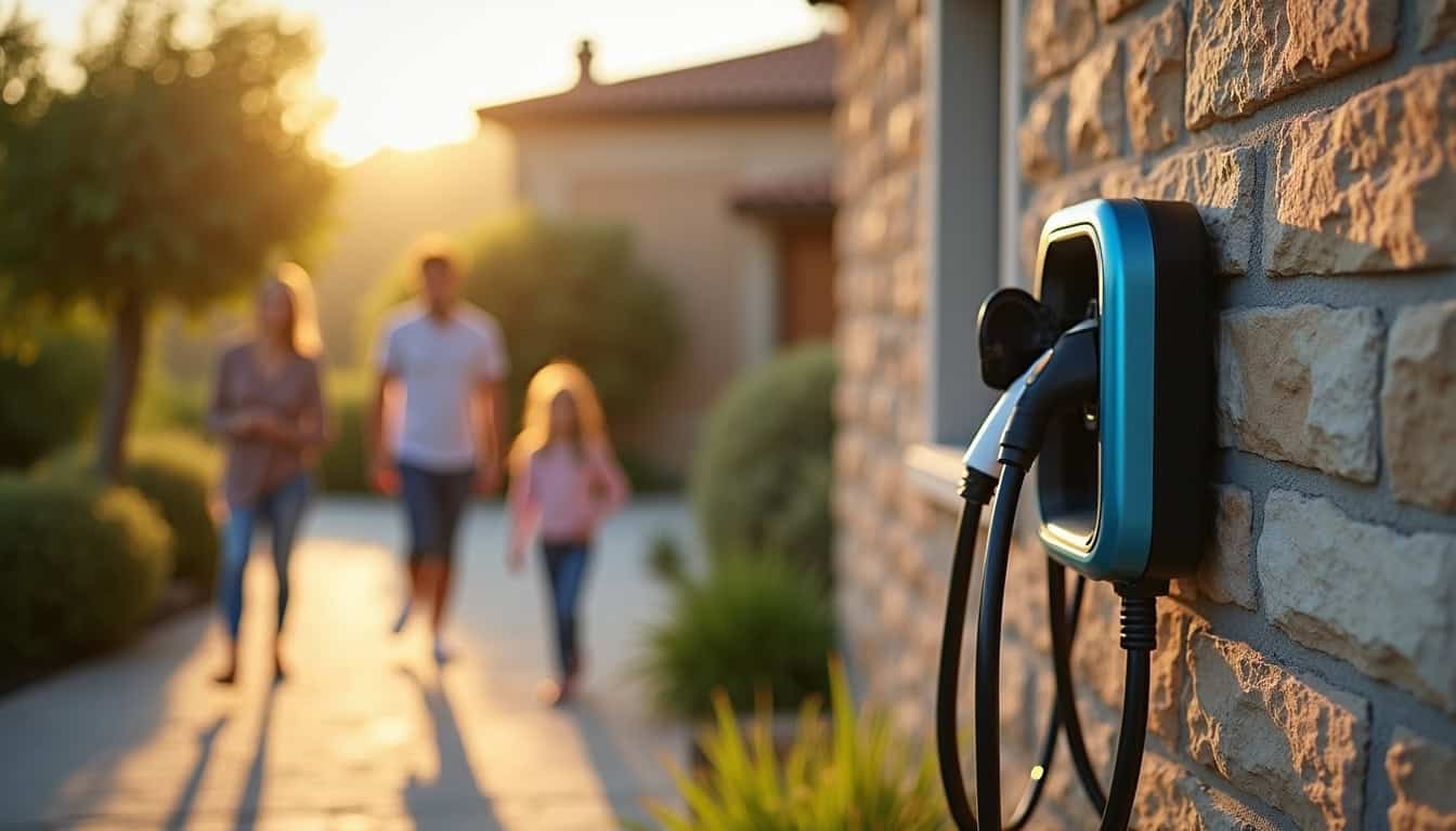 Installation d'une borne de recharge électrique devant une maison à Saleilles