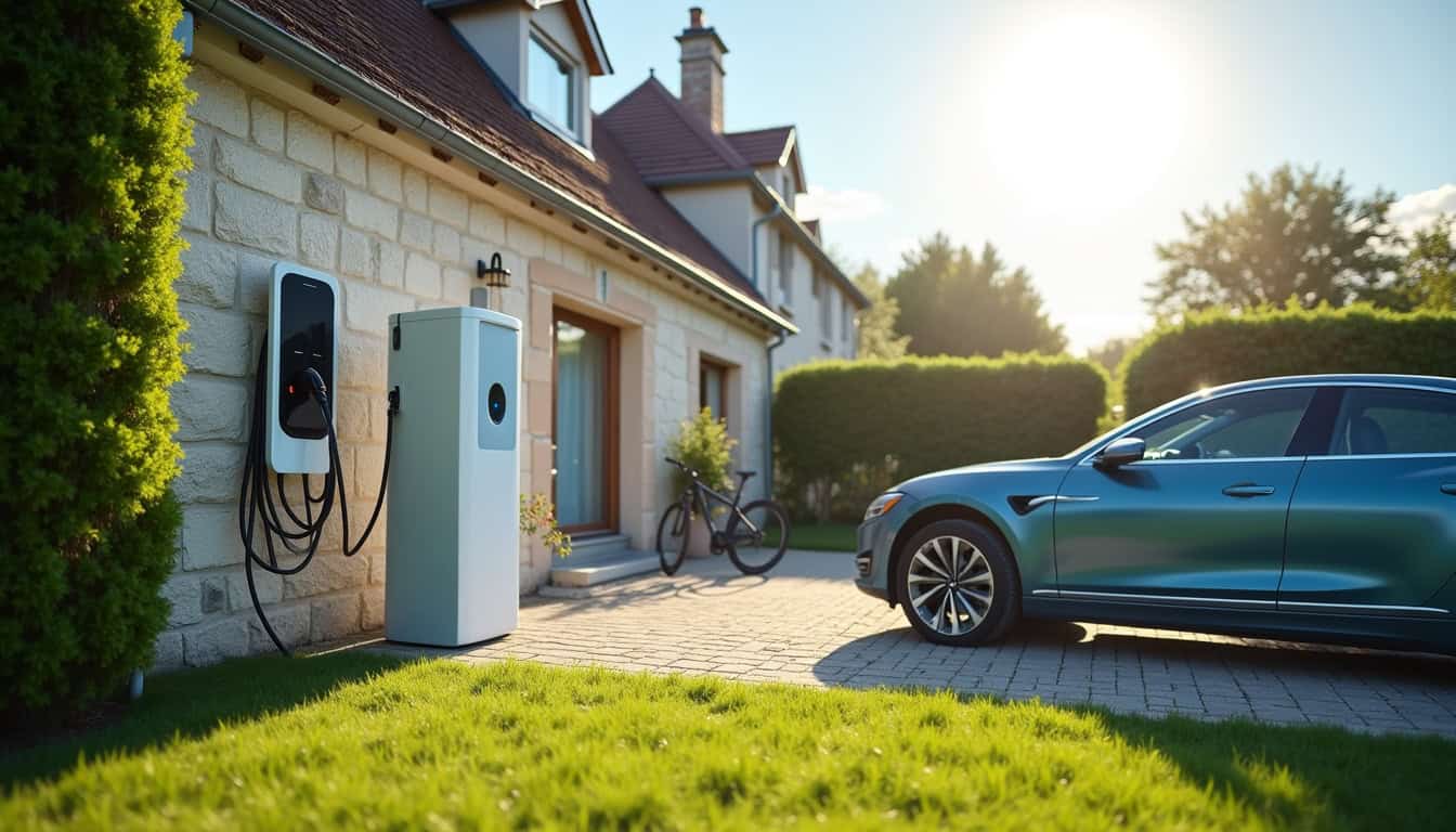 Installation d'une borne de recharge électrique devant une maison à Terranjou