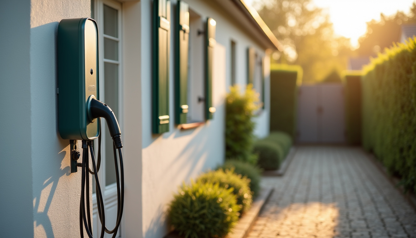 Installation d’une borne de recharge électrique en extérieur sur la façade d’une maison à Chaumontel