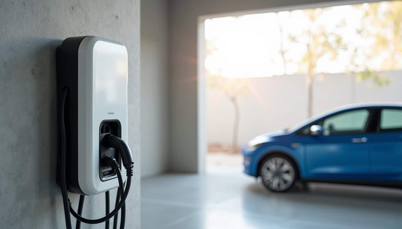 Installation d'une borne de recharge électrique murale dans un garage privé à Hambach