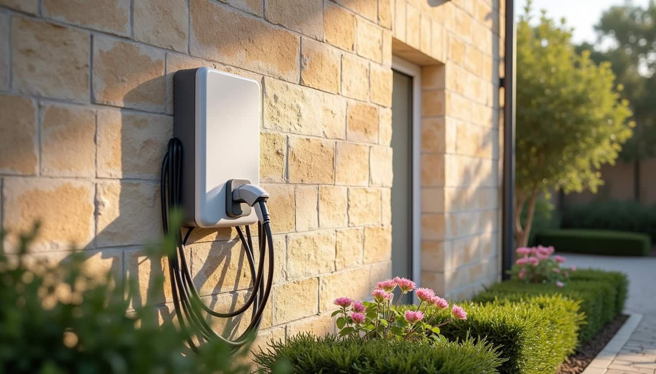 Installation d'une borne de recharge électrique murale sur un mur extérieur d'une maison à Villaudric