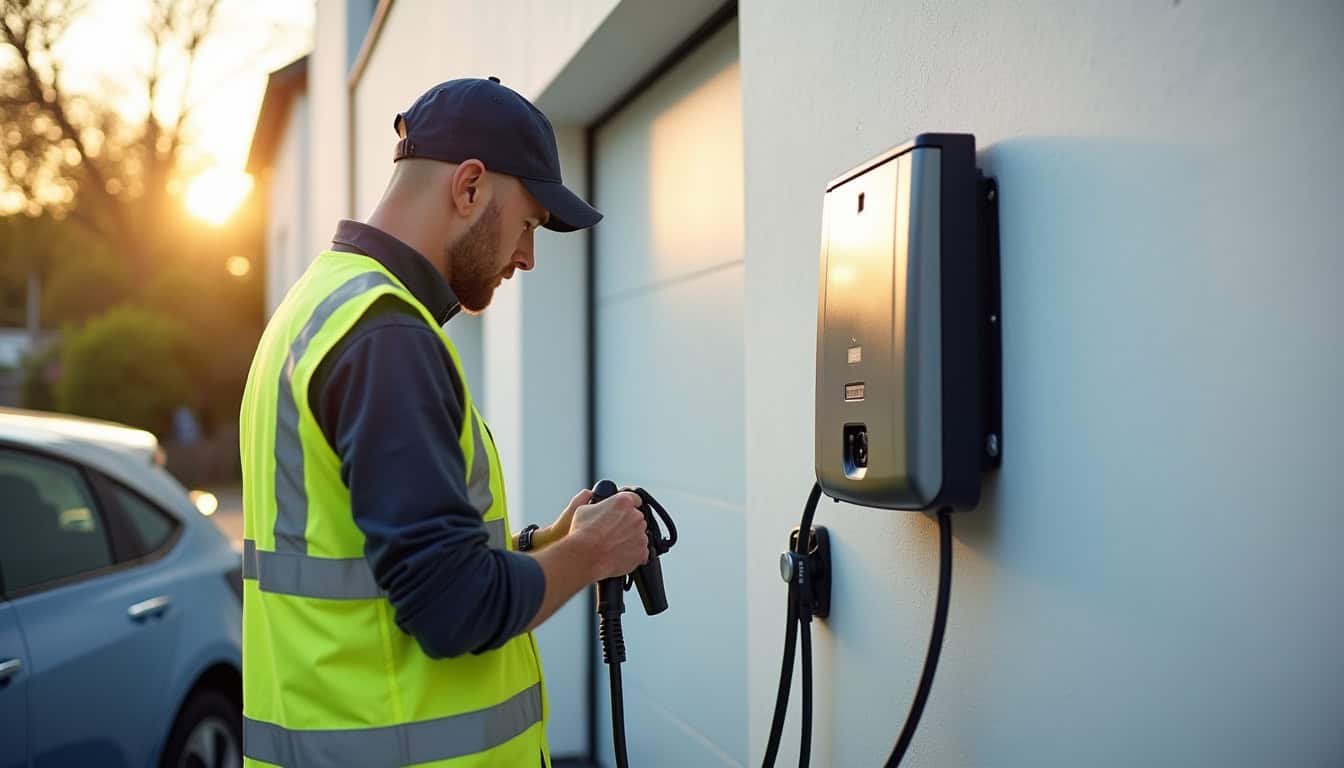 Installation d'une borne de recharge électrique par un professionnel à Barenton