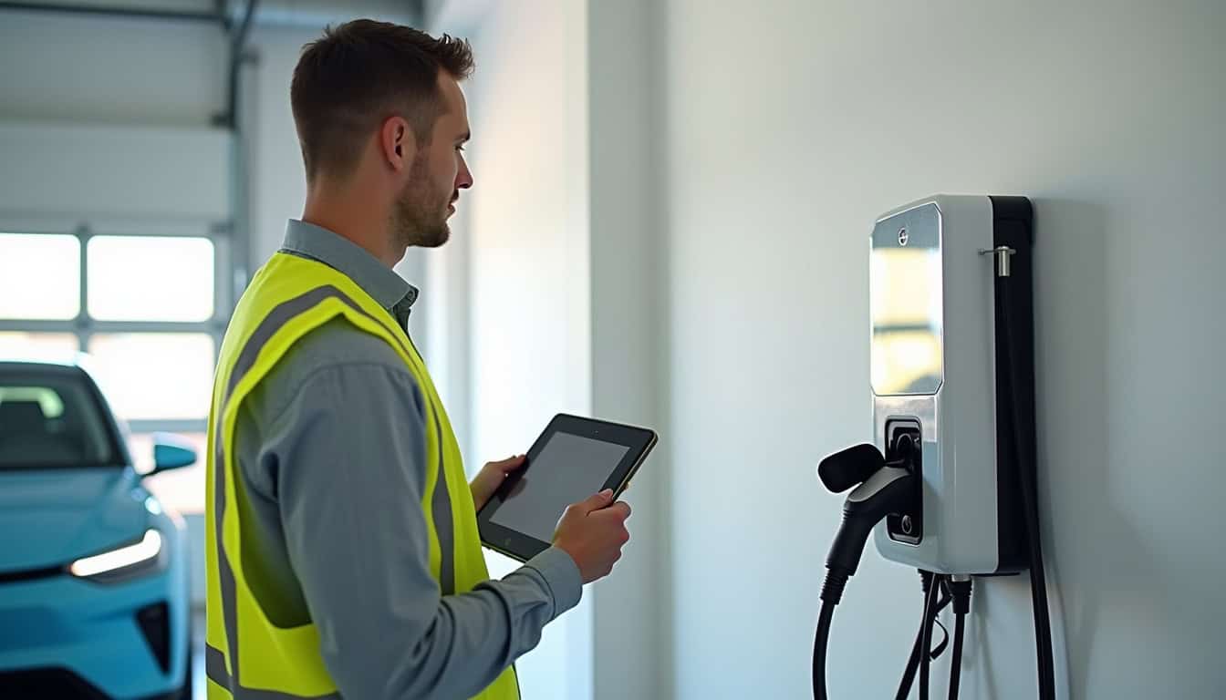 Installation d'une borne de recharge électrique par un technicien qualifié