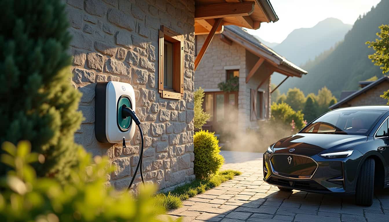 Installation d'une borne de recharge électrique pour véhicule en extérieur à Lathuile