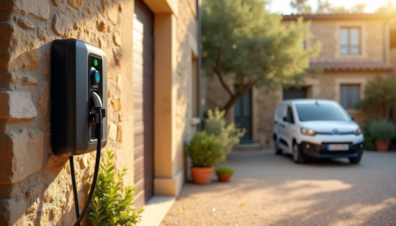 Installation d'une borne de recharge électrique près d'un garage à Tulette