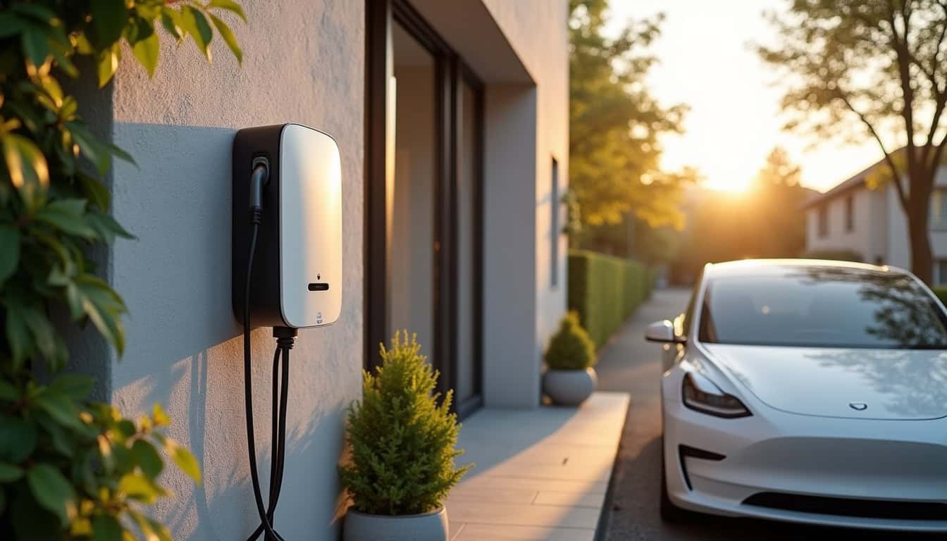 Installation d'une borne de recharge électrique sur la façade d'une maison à Corbonod