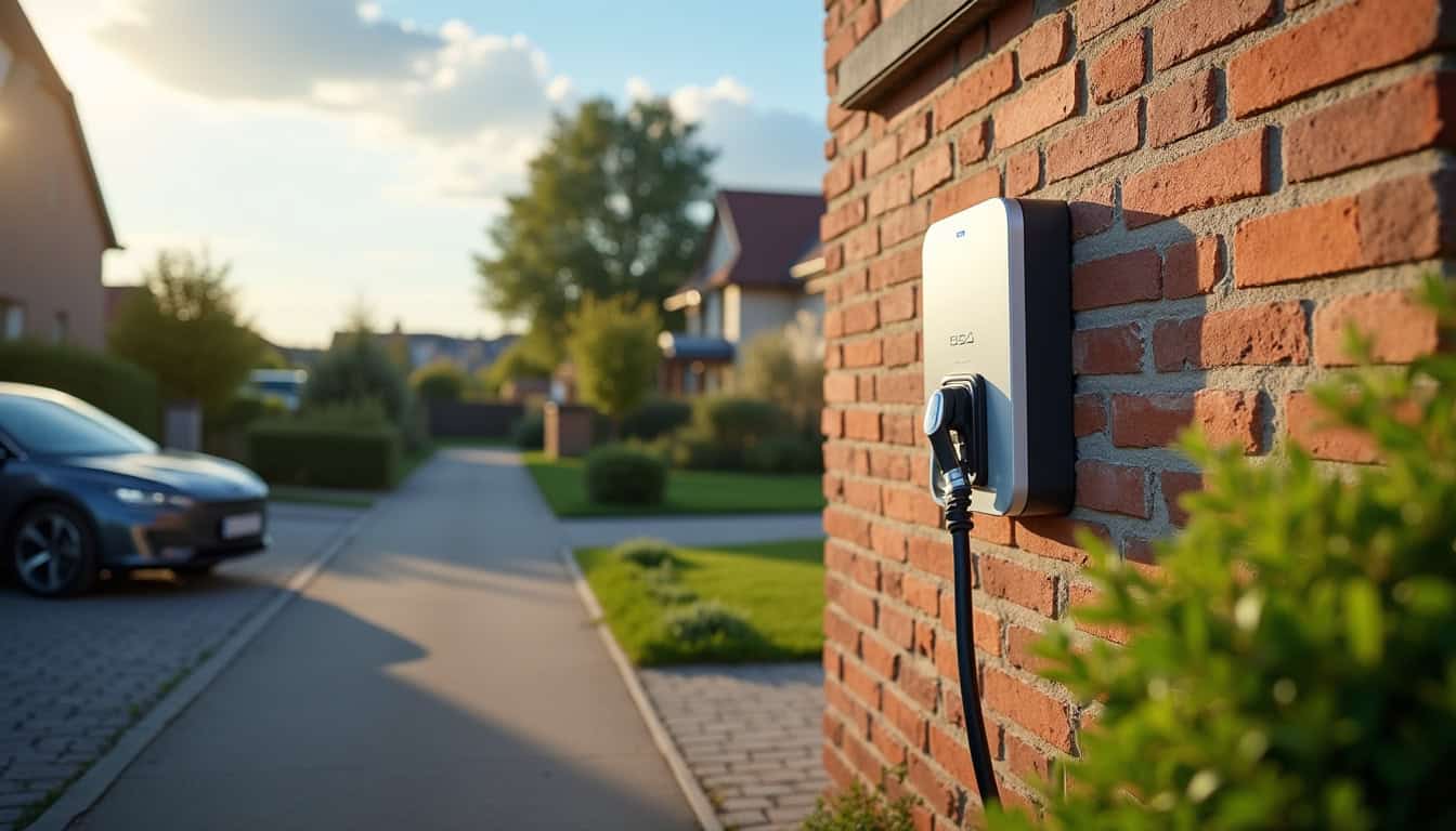 Installation d'une borne de recharge électrique sur la façade d'une maison à Marquette-en-Ostrevant