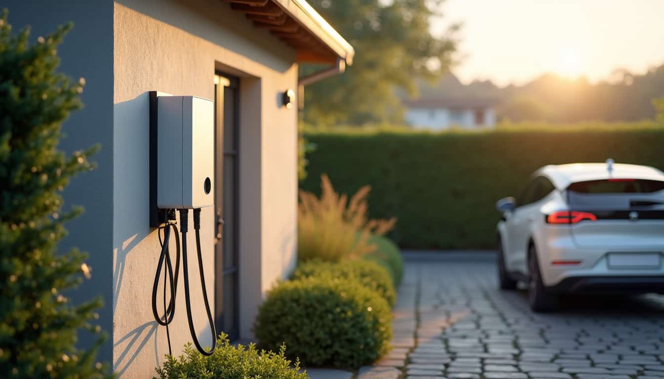 Installation d'une borne de recharge électrique sur le parking d'une maison à La Madeleine-de-Nonancourt