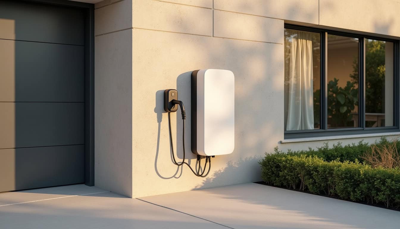 Installation d'une borne de recharge électrique sur un mur extérieur à Chassieu