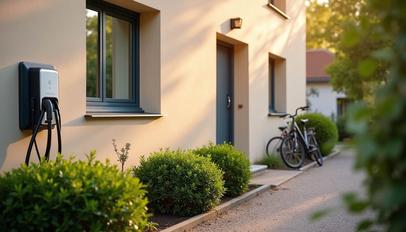Installation d'une borne de recharge électrique sur un mur extérieur à Jacou