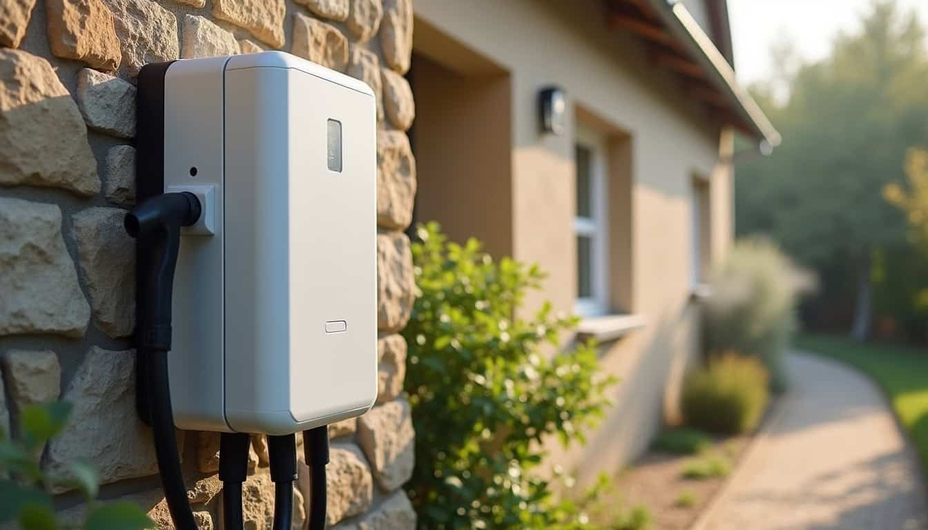 Installation d'une borne de recharge électrique sur un mur extérieur à Pancé