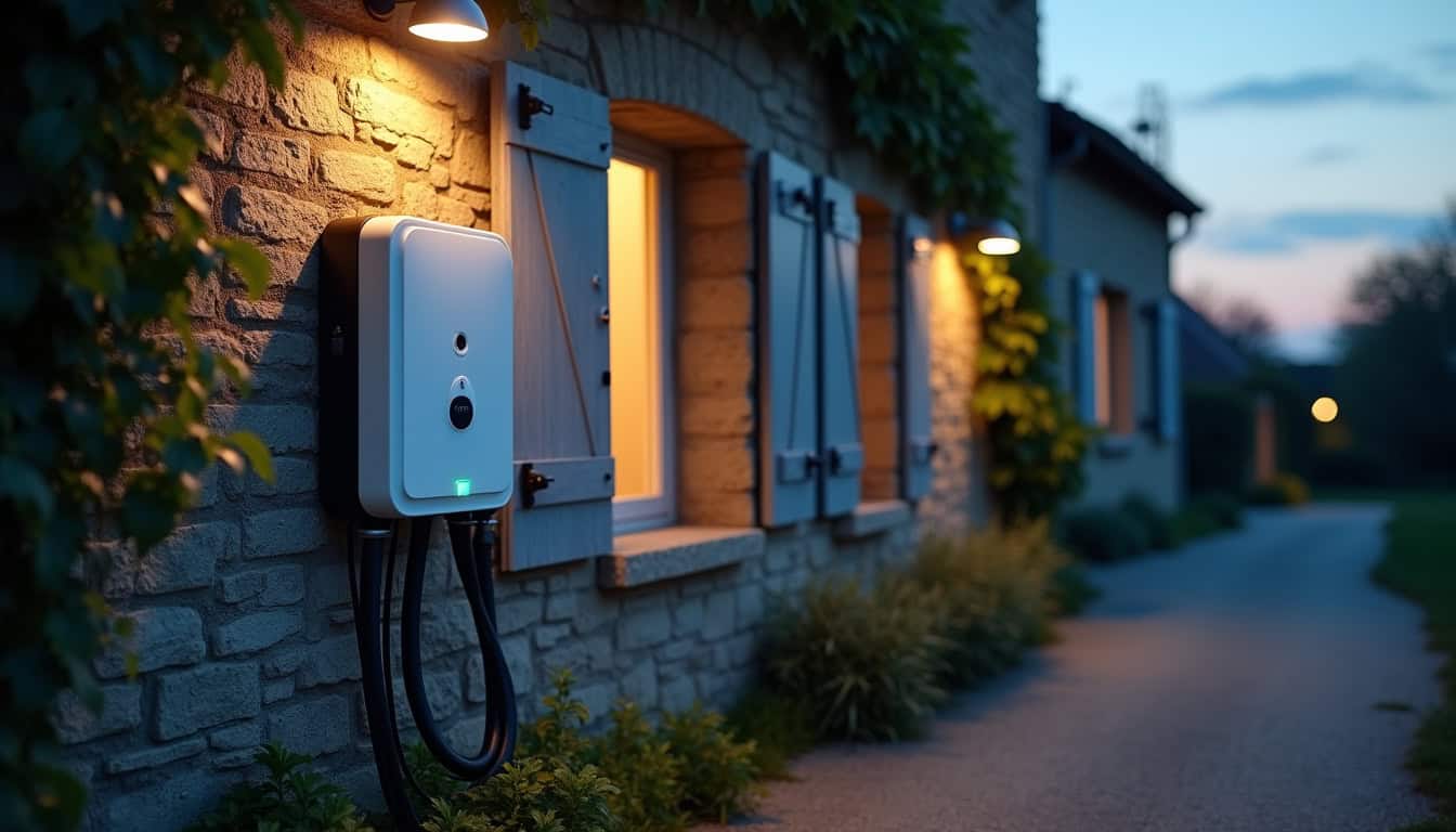 Installation d'une borne de recharge électrique sur un mur extérieur à Teurthéville-Hague