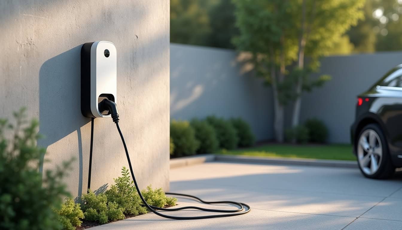 Installation d'une borne de recharge électrique sur un parking privé à Chaufour-Notre-Dame