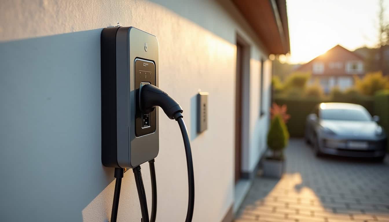 Installation d'une borne de recharge murale à Feytiat, côté extérieur d'une maison avec câblage sécurisé et borne fixée au mur
