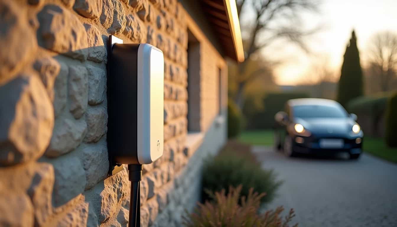 Installation d'une borne de recharge murale à l'extérieur d'une habitation à Bréviandes