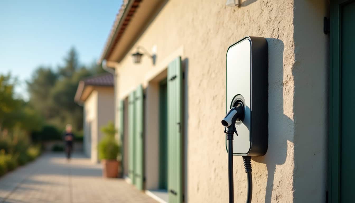 Installation d'une borne de recharge murale à l'extérieur d'une maison à Beaumont-lès-Valence
