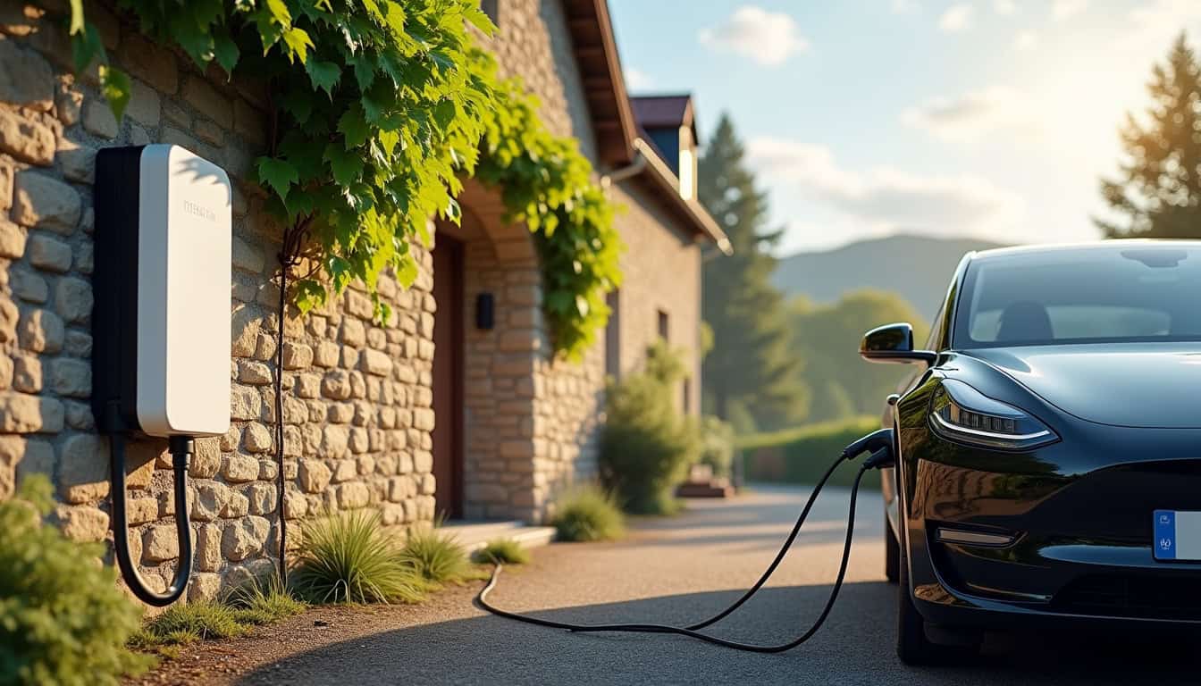 Installation d'une borne de recharge murale à l'extérieur d'une maison à La Roche-Chalais