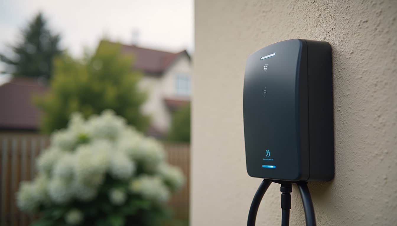 Installation d'une borne de recharge murale à l'extérieur d'une maison à Petite-Forêt