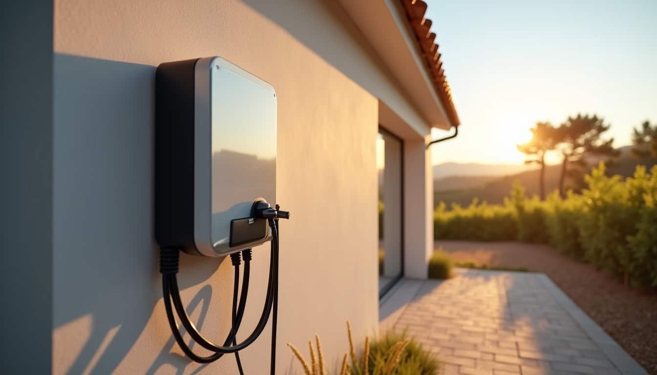 Installation d'une borne de recharge murale à l'extérieur d'une maison à Vias